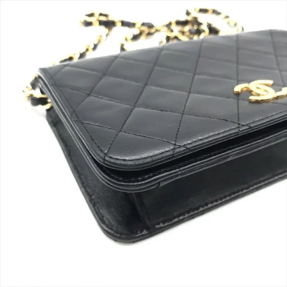 Authentic CHANEL 1988 Vintage classic flap black lambskin leather 24k gold bag - Picture 10 of 13